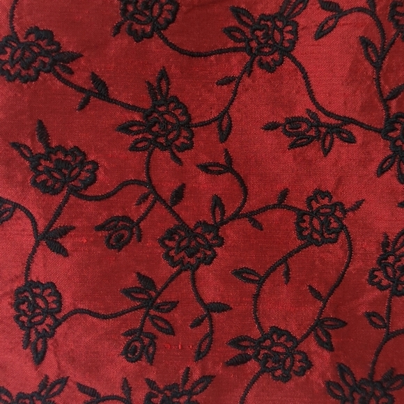 Ann Taylor 90's Vintage Floral Embroidered Silk High Waisted Mini Skirt Red 10P - Picture 5 of 10